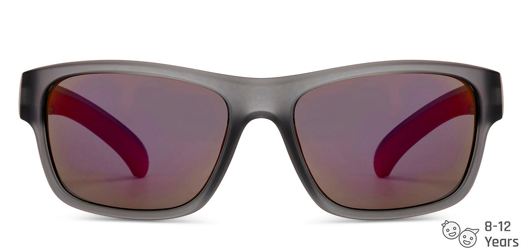 Grey Rectangle Full Rim Kid Sunglasses by Hooper-152566