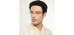 Gunmetal Rectangle Rimless Unisex Eyeglasses by John Jacobs-200678