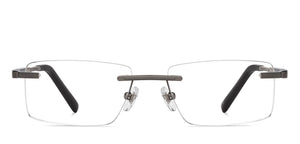 Gunmetal Rectangle Rimless Unisex Eyeglasses by John Jacobs-200678