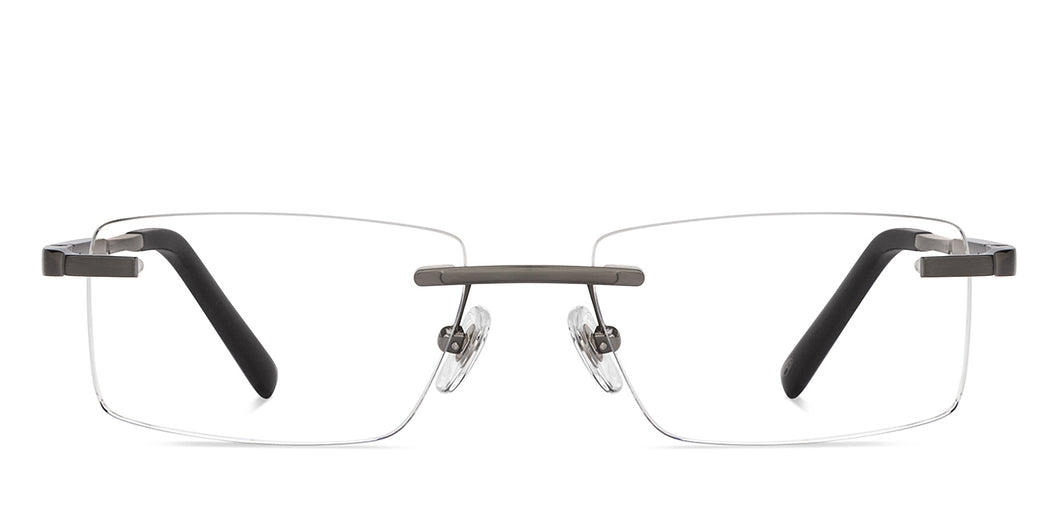 Gunmetal Rectangle Rimless Unisex Eyeglasses by John Jacobs-200678