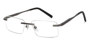 Gunmetal Rectangle Rimless Unisex Eyeglasses by John Jacobs-200678