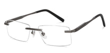 Load image into Gallery viewer, Gunmetal Rectangle Rimless Unisex Eyeglasses by John Jacobs-200678
