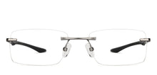 Load image into Gallery viewer, Gunmetal Rectangle Rimless Unisex Eyeglasses by Lenskart Air-152058
