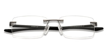 Load image into Gallery viewer, Gunmetal Rectangle Rimless Unisex Eyeglasses by Lenskart Air-152058