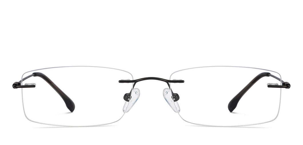 Gunmetal Rectangle Rimless Unisex Eyeglasses by Vincent Chase-150415
