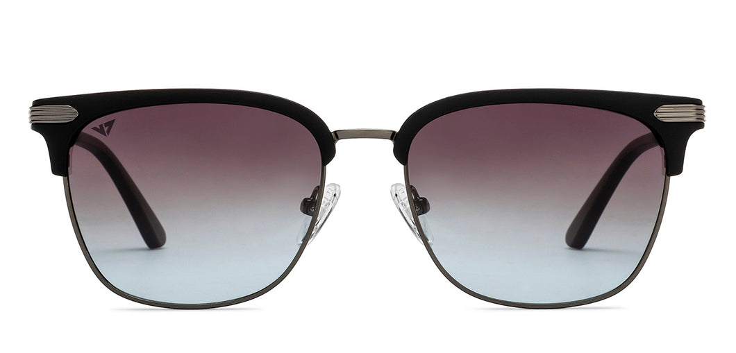 Gunmetal Clubmaster Full Rim Unisex Sunglasses by Vincent Chase Polarized-209296