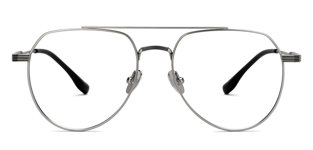 Gunmetal Aviator Full Rim Unisex Eyeglasses by John Jacobs-209674
