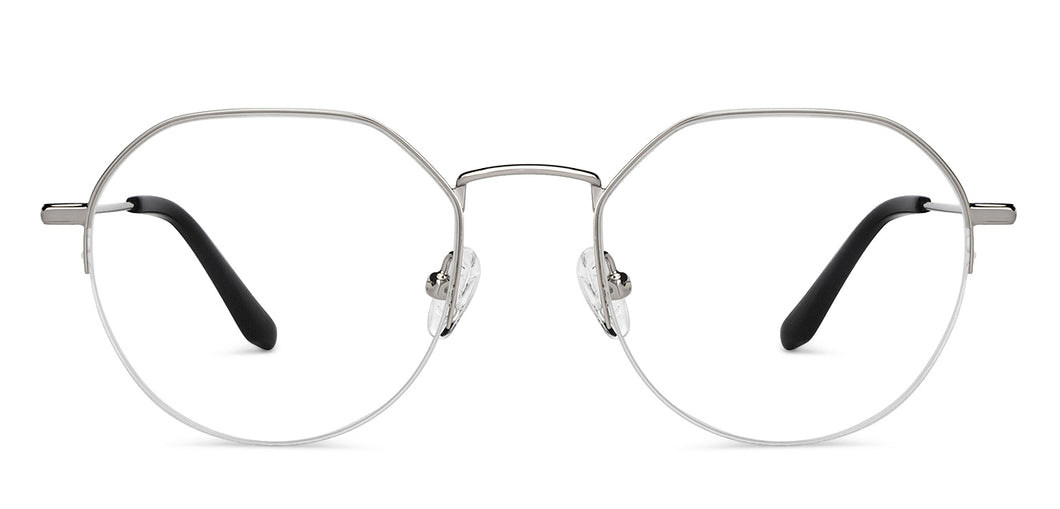 Gunmetal Geometric Half Rim Unisex Eyeglasses by Vincent Chase-150982