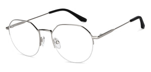 Gunmetal Geometric Half Rim Unisex Eyeglasses by Vincent Chase-150982