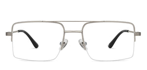 Gunmetal Rectangle Half Rim Unisex Eyeglasses by John Jacobs-201429