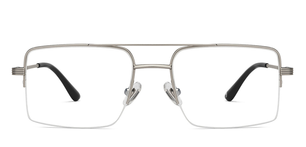 Gunmetal Rectangle Half Rim Unisex Eyeglasses by John Jacobs-201429