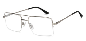 Gunmetal Rectangle Half Rim Unisex Eyeglasses by John Jacobs-201429