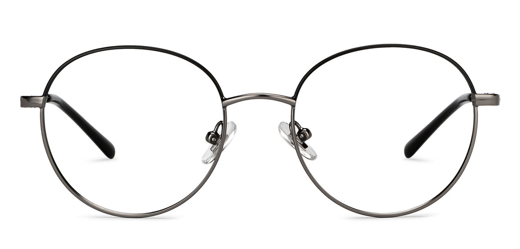 Gunmetal Round Half Rim Unisex Eyeglasses by John Jacobs-201391