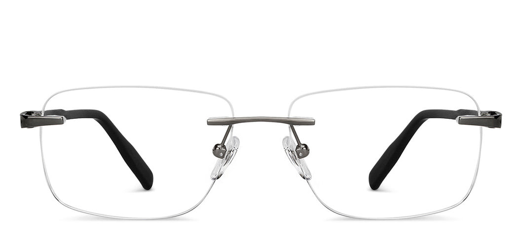 Gunmetal Rectangle Rimless Unisex Eyeglasses by John Jacobs-152656