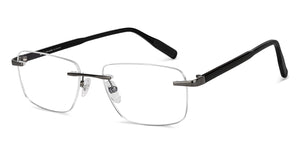 Gunmetal Rectangle Rimless Unisex Eyeglasses by John Jacobs-152656