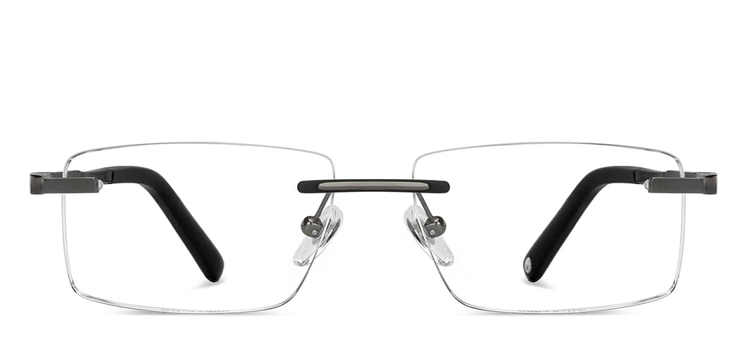 Gunmetal Rectangle Rimless Unisex Eyeglasses by John Jacobs-152660