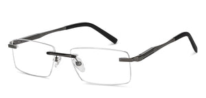 Gunmetal Rectangle Rimless Unisex Eyeglasses by John Jacobs-152660