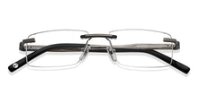 Load image into Gallery viewer, Gunmetal Rectangle Rimless Unisex Eyeglasses by John Jacobs-152660