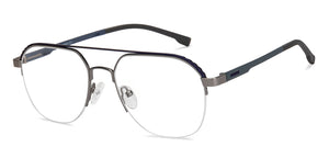 Gunmetal Blue Aviator Half Rim Unisex Eyeglasses by Lenskart Air-200221