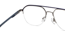 Load image into Gallery viewer, Gunmetal Blue Aviator Half Rim Unisex Eyeglasses by Lenskart Air-200221