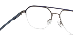 Gunmetal Blue Aviator Half Rim Unisex Eyeglasses by Lenskart Air-200221