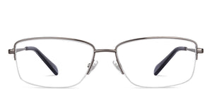 Gunmetal Rectangle Half Rim Men Eyeglasses by Fossil-201235