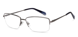 Gunmetal Rectangle Half Rim Men Eyeglasses by Fossil-201235