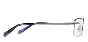 Gunmetal Rectangle Half Rim Men Eyeglasses by Fossil-201235