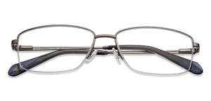 Gunmetal Rectangle Half Rim Men Eyeglasses by Fossil-201235
