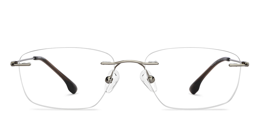 Gunmetal Rectangle Rimless Unisex Eyeglasses by Vincent Chase-150412