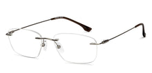 Load image into Gallery viewer, Gunmetal Rectangle Rimless Unisex Eyeglasses by Vincent Chase-150412