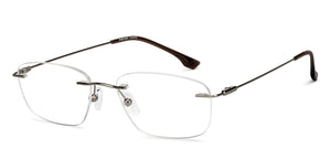 Gunmetal Rectangle Rimless Unisex Eyeglasses by Vincent Chase-150412