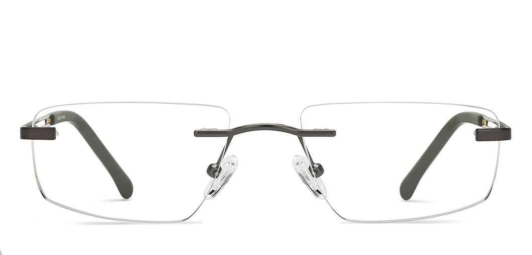 Gunmetal Rectangle Rimless Unisex Eyeglasses by Vincent Chase-208776