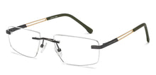 Load image into Gallery viewer, Gunmetal Rectangle Rimless Unisex Eyeglasses by Vincent Chase-208776