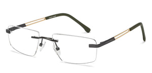 Gunmetal Rectangle Rimless Unisex Eyeglasses by Vincent Chase-208776