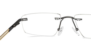 Gunmetal Rectangle Rimless Unisex Eyeglasses by Vincent Chase-208776