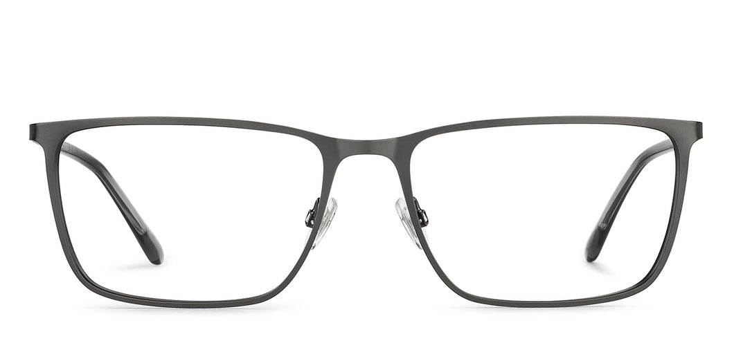 Gunmetal Rectangle Full Rim Men Eyeglasses by Fossil-200838