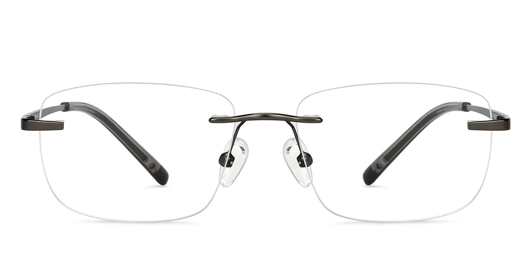 Gunmetal Rectangle Rimless Unisex Eyeglasses by Vincent Chase-150429