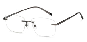 Gunmetal Rectangle Rimless Unisex Eyeglasses by Vincent Chase-150429