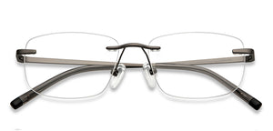 Gunmetal Rectangle Rimless Unisex Eyeglasses by Vincent Chase-150429
