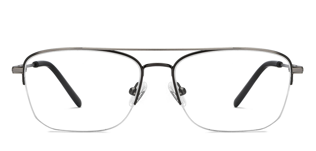 Gunmetal Rectangle Half Rim Unisex Eyeglasses by Vincent Chase-208987