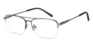 Gunmetal Rectangle Half Rim Unisex Eyeglasses by Vincent Chase-208987
