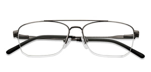 Gunmetal Rectangle Half Rim Unisex Eyeglasses by Vincent Chase-208987