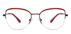 Gunmetal Cat Eye Half Rim Women Eyeglasses by Vincent Chase-200782