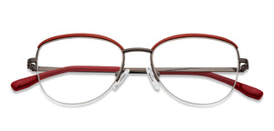 Gunmetal Cat Eye Half Rim Women Eyeglasses by Vincent Chase-200782