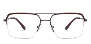 Gunmetal Rectangle Half Rim Unisex Eyeglasses by Vincent Chase-200777