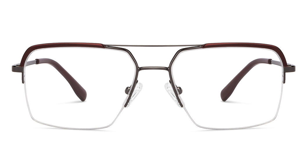 Gunmetal Rectangle Half Rim Unisex Eyeglasses by Vincent Chase-200777