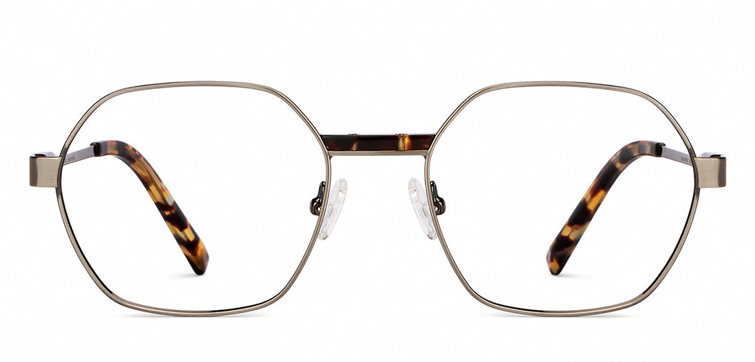 Gunmetal Hexagonal Full Rim Unisex Eyeglasses by John Jacobs-150957