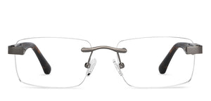 Gunmetal Rectangle Rimless Unisex Eyeglasses by Vincent Chase-200815