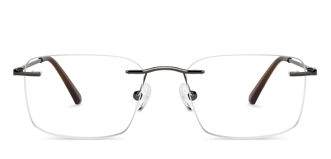 Gunmetal Rectangle Rimless Unisex Eyeglasses by Vincent Chase-200801